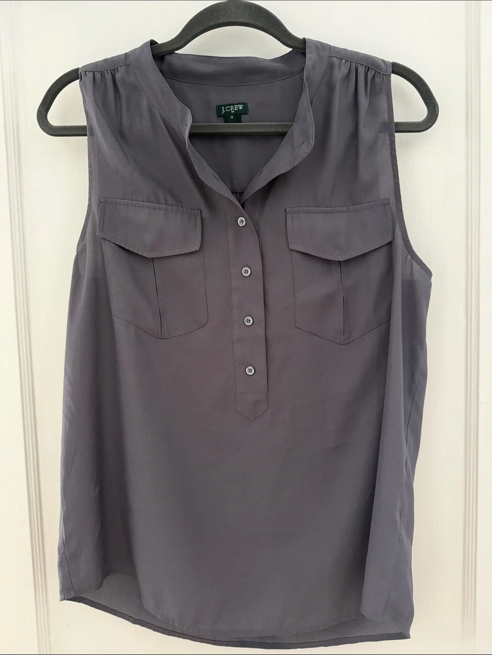 J. Crew Sleeveless Button-Front Shell Top — Slate